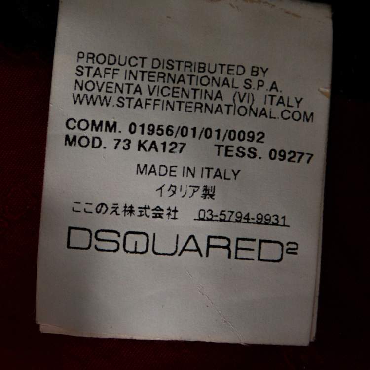 Pre Owned Dsquared2 Black Calf Leather Patch Detail Biker Pants L 