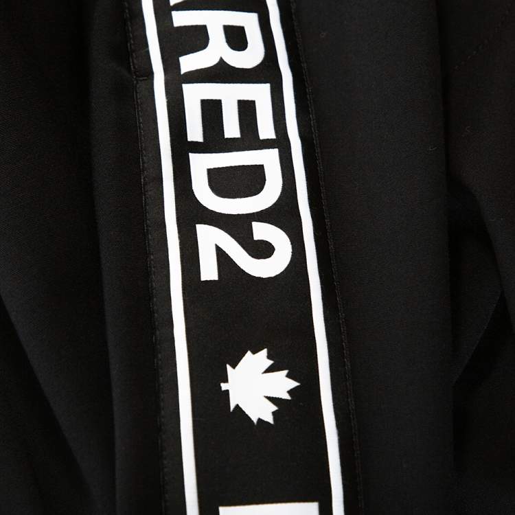 Pre Owned Dsquared2 Black Wool Blend Logo Stripe Detail Joggers L