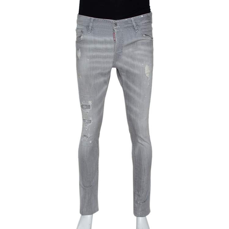Dsquared2 Grey Distressed Denim Paint Splatter Effect Cool Guy Jeans S ...