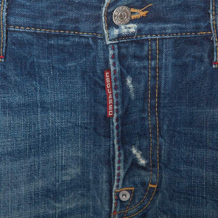 Pre Owned Dsquared2 Blue Distressed Denim Light Wash Tapered Jeans S