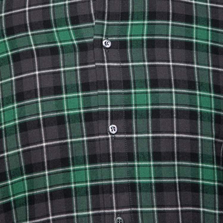 Pre Owned Dsquared2 Green & Grey Cotton Checked Flannel Shirt XS