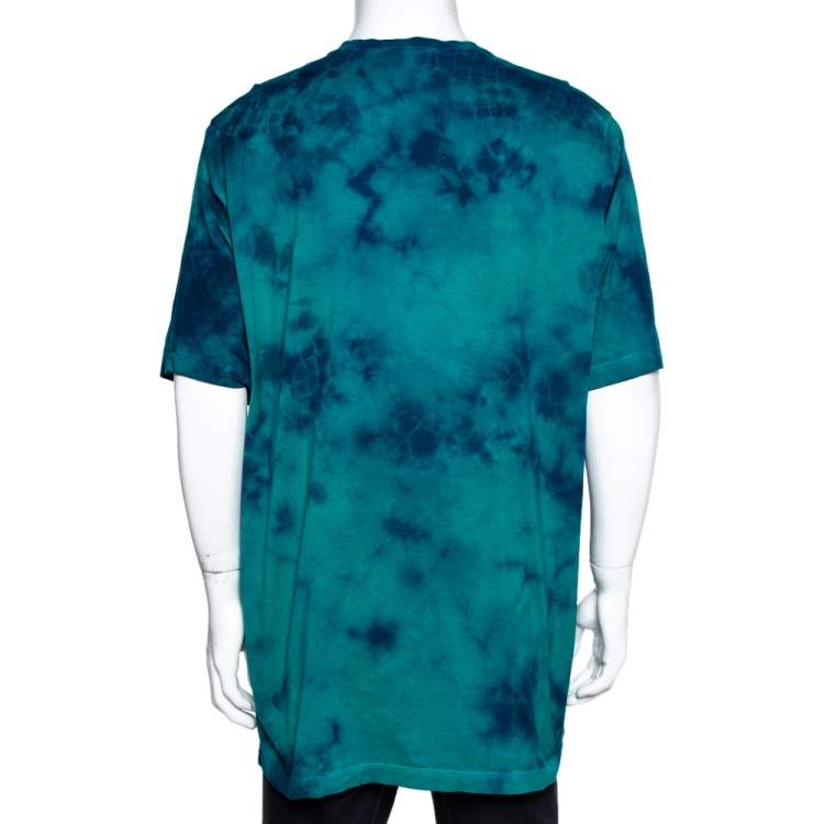 Pre Owned Dsquared2 Green Tie-Dye Cotton Slouch Fit T-Shirt XL
