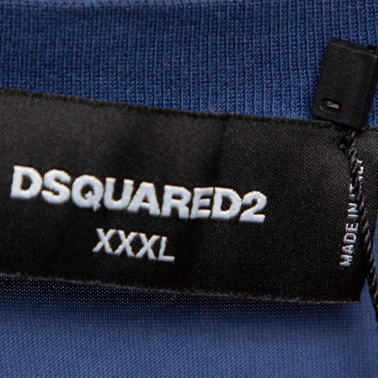 Pre Owned Dsquared2 Blue Cotton Jersey Icon Embroidered T-Shirt 3XL