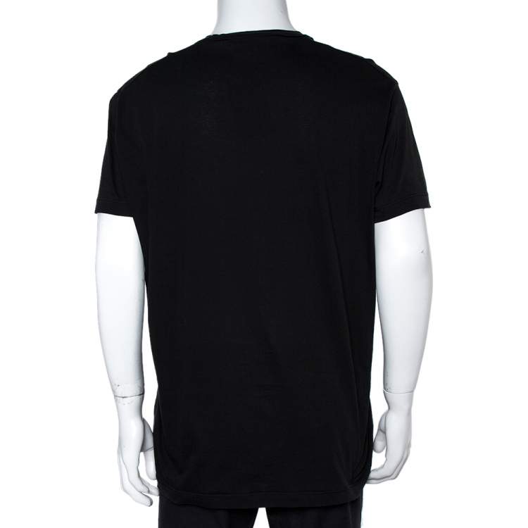 Pre Owned Dsquared2 Black Cotton Logo Sequinned Long Cool Fit T-Shirt XXL