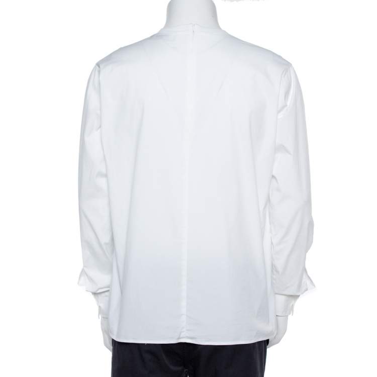 Pre Owned Dsquared2 White Logo Print Cotton Long Sleeve Shirt XL