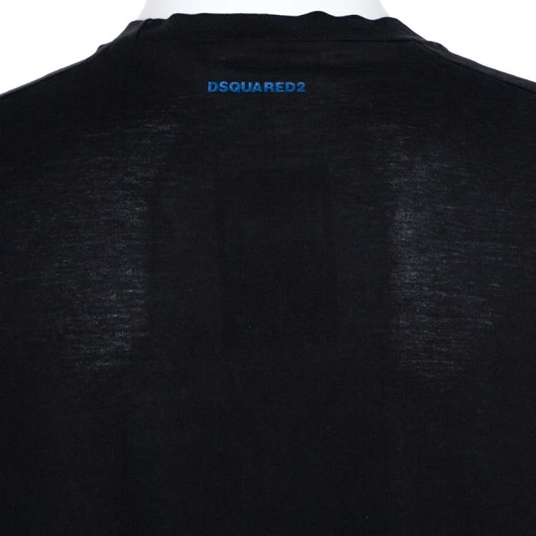 Pre Owned Dsquared2 Black Icon Print Cotton Cool Fit T-Shirt XL