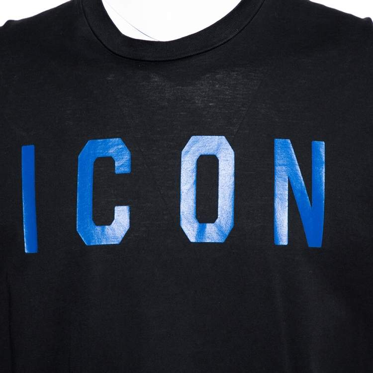 Pre Owned Dsquared2 Black Icon Print Cotton Cool Fit T-Shirt XL