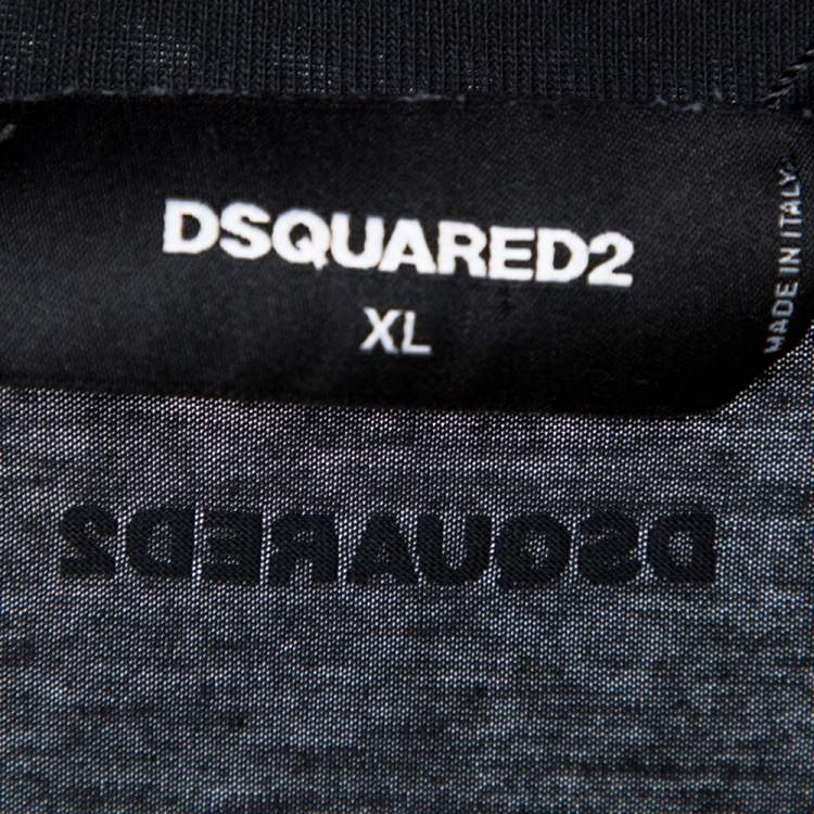 Pre Owned Dsquared2 Black Icon Print Cotton Cool Fit T-Shirt XL