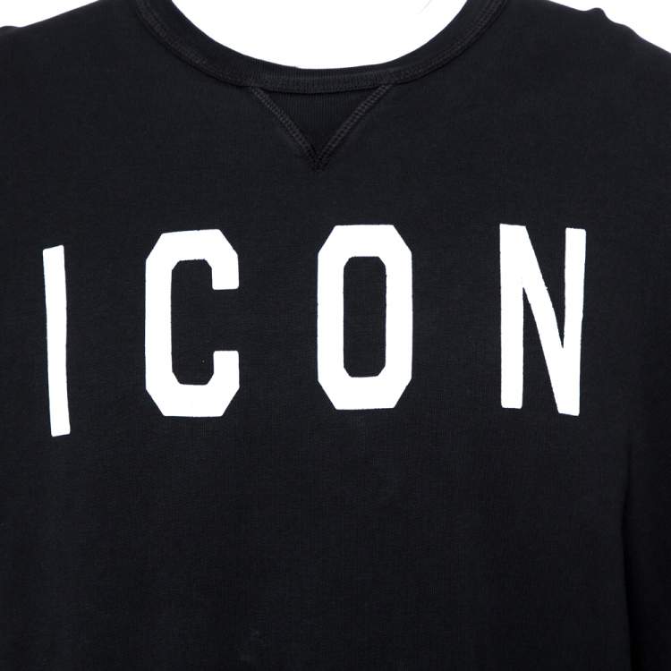 مملوكة مسبقًا Dsquared2 Black Icon Print Cotton Cool Fit Sweatshirt XXL