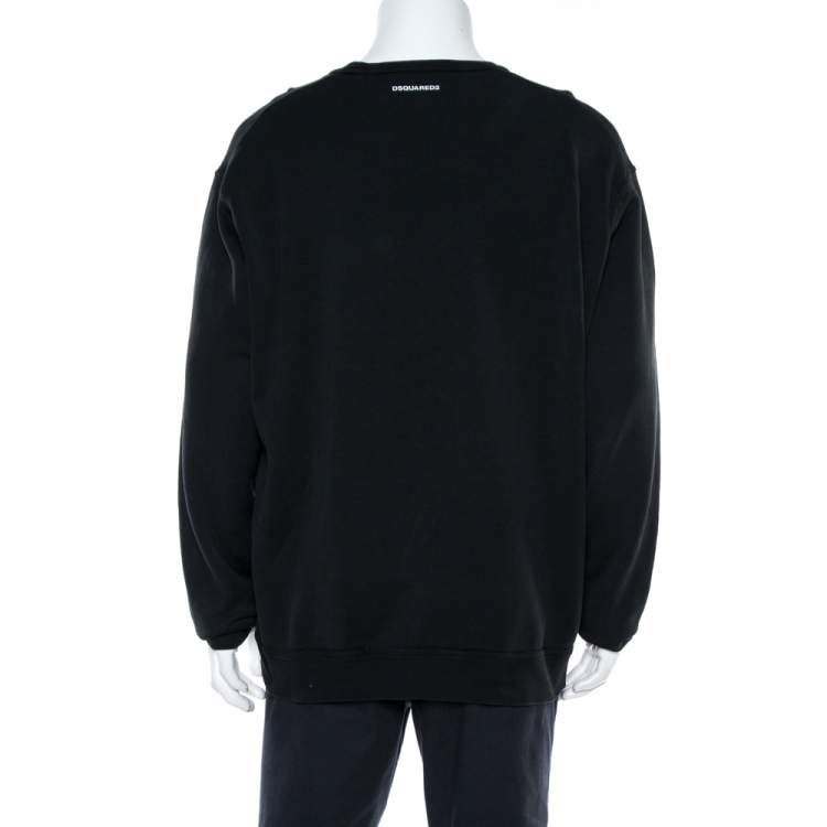 مملوكة مسبقًا Dsquared2 Black Icon Print Cotton Cool Fit Sweatshirt XXL