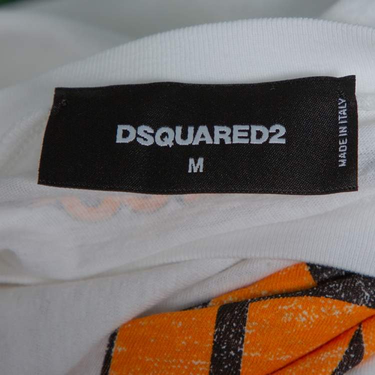 Pre Owned Dsquared2 White Caten Bros Print Cotton Chic Dan Fit T-Shirt M