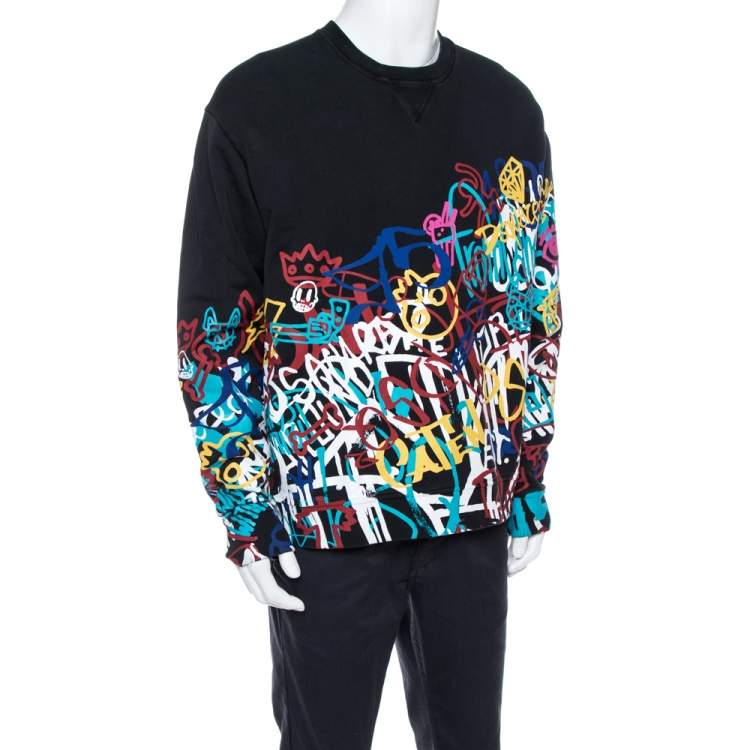 Dsquared2 Black Graffiti Print Cotton Cool Fit Sweatshirt XL Dsquared2 | TLC