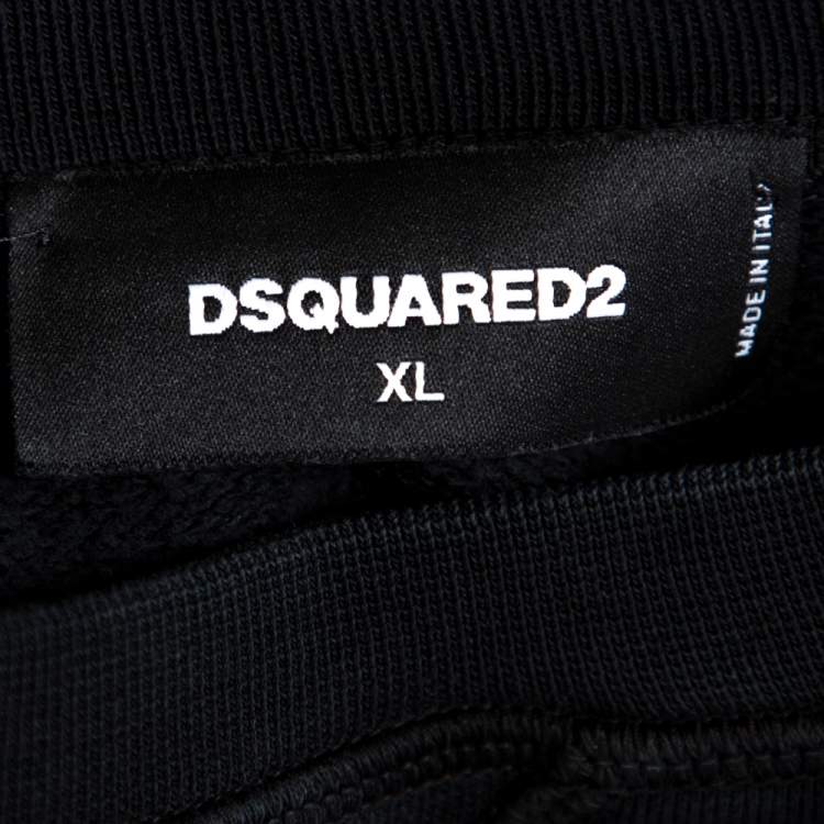 Pre Owned Dsquared2 Black Graffiti Print Cotton Cool Fit Sweatshirt XL