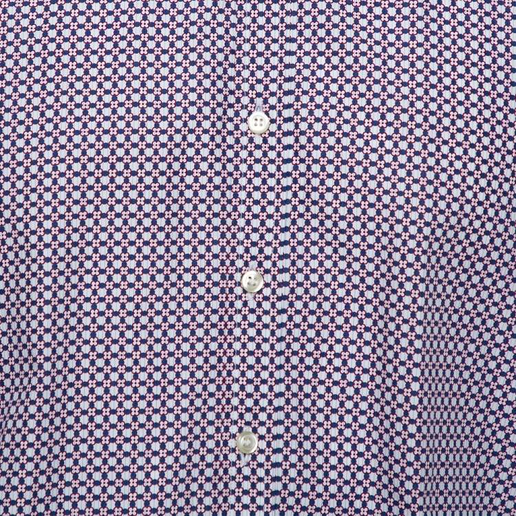 Pre Owned Dsquared2 Purple Printed Cotton Long Sleeve Shirt XL