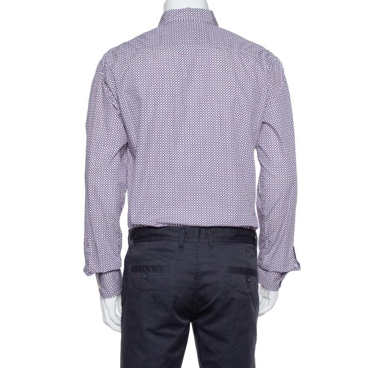 Pre Owned Dsquared2 Purple Printed Cotton Long Sleeve Shirt XL