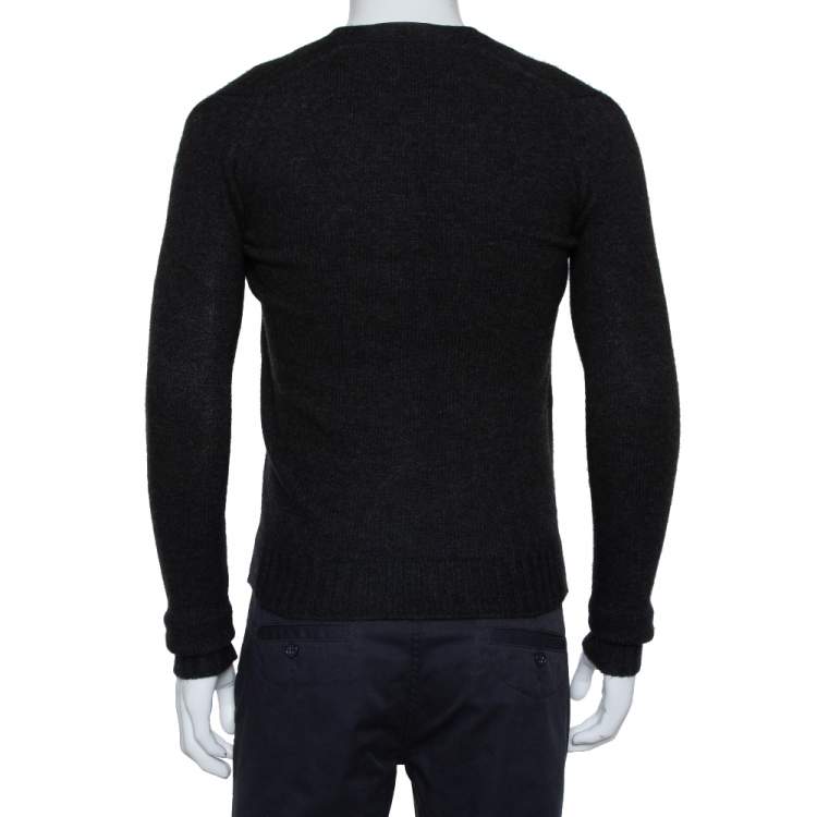 Pre Owned Dsquared2 Dark Grey Wool & Cashmere Waist Coat Inset Detail Cardigan S
