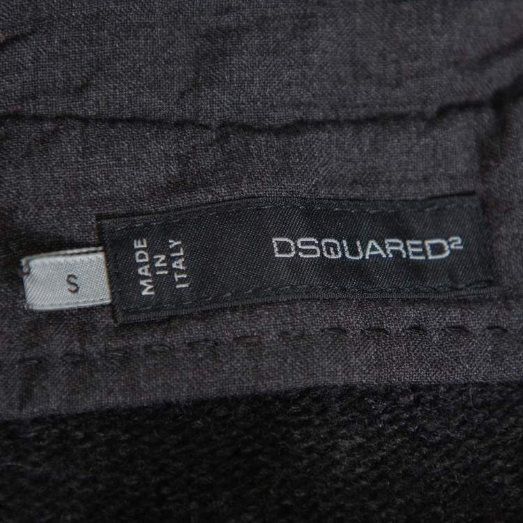 Pre Owned Dsquared2 Dark Grey Wool & Cashmere Waist Coat Inset Detail Cardigan S