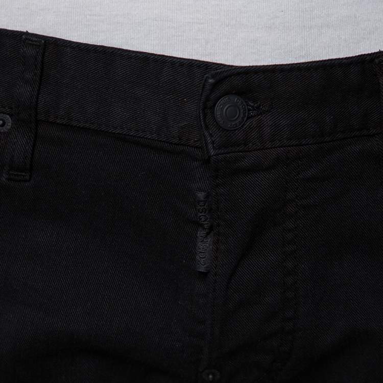 Pre Owned Dsquared2 Black Denim Tapered Leg Black Bull Jeans M