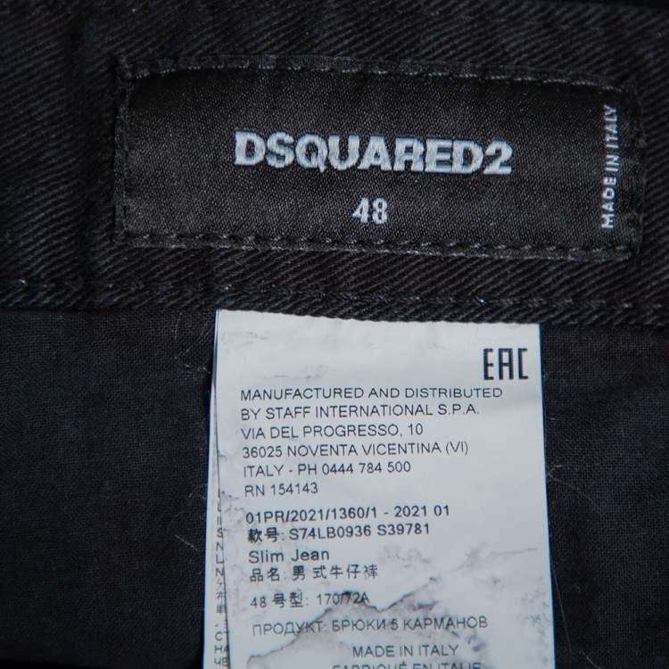 Pre Owned Dsquared2 Black Denim Tapered Leg Black Bull Jeans M