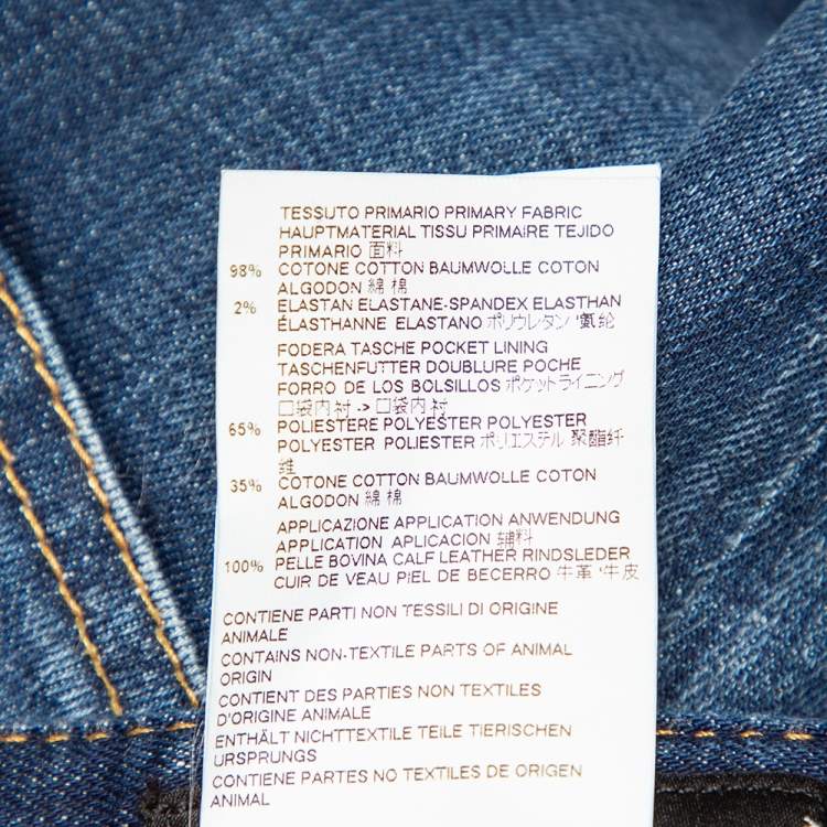 مملوكة مسبقًا Dsquared2 Navy Blue Medium Wash Denim Distressed Jeans L