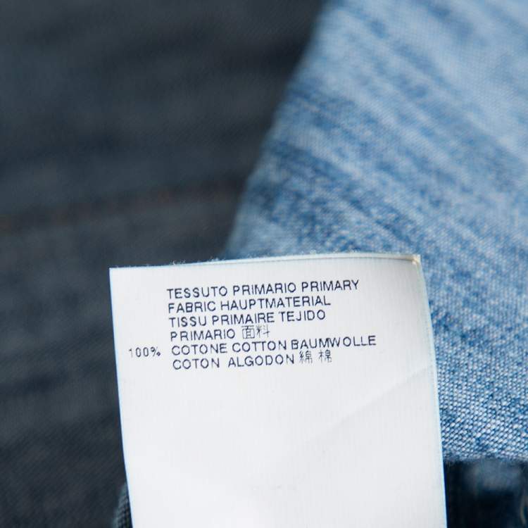 Pre Owned Dsquared2 Blue Denim Button Front Paneled Distressed Shirt S