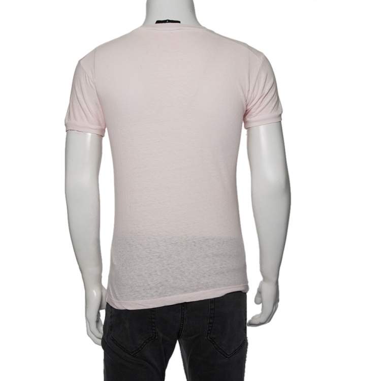 Pre Owned Dsquared2 Light Pink Cotton Logo Embroidered Patch Detail T-Shirt S