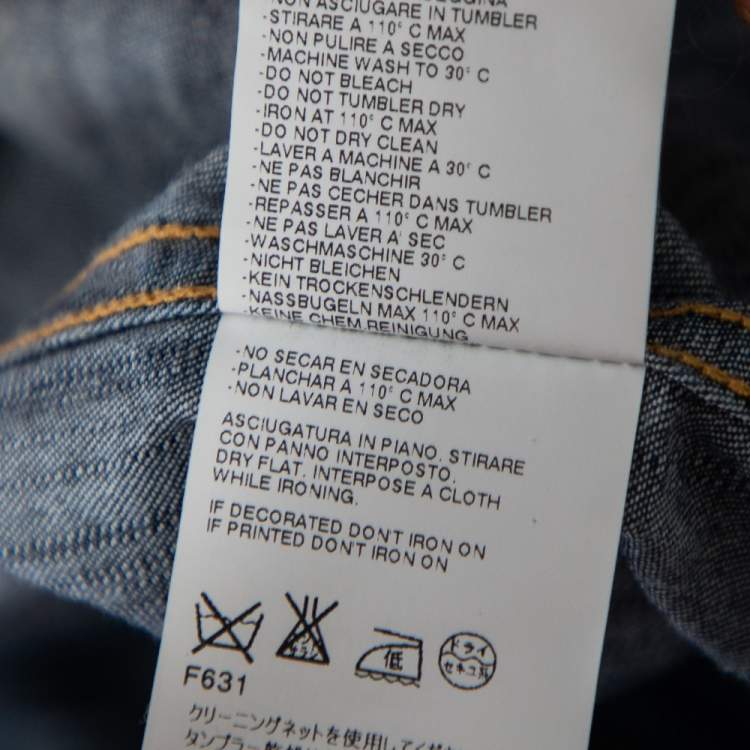 Pre Owned Dsquared2 Blue Dirty Denim Checkered Wool Vest Detail Shirt M 