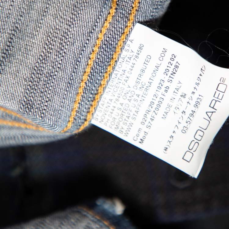 Pre Owned Dsquared2 Blue Dirty Denim Checkered Wool Vest Detail Shirt M 