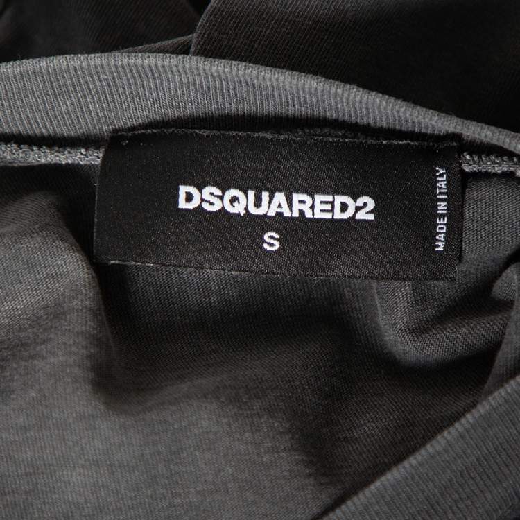 Pre Owned Dsquared2 Grey Canten Brothers Print Dyed Cotton Jersey T-Shirt S