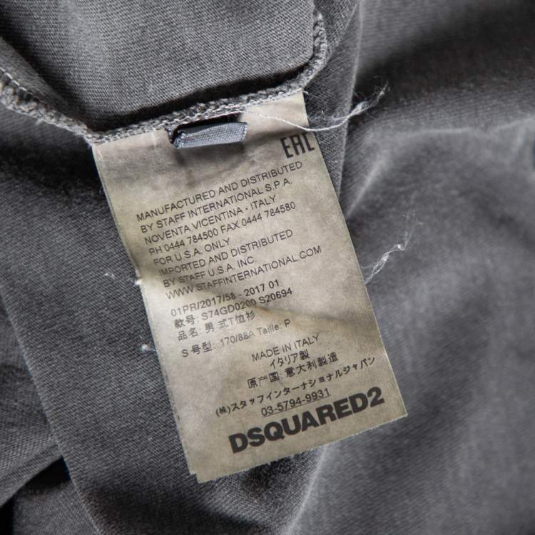 Pre Owned Dsquared2 Grey Canten Brothers Print Dyed Cotton Jersey T-Shirt S