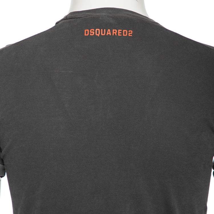 Pre Owned Dsquared2 Grey Canten Brothers Print Dyed Cotton Jersey T-Shirt S