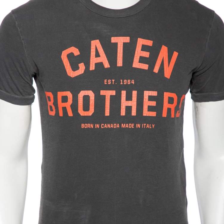 Pre Owned Dsquared2 Grey Canten Brothers Print Dyed Cotton Jersey T-Shirt S