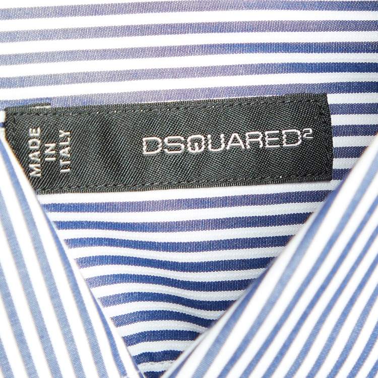 Pre Owned Dsquared2 Navy Blue & White Striped Cotton Button Front Shirt XL 