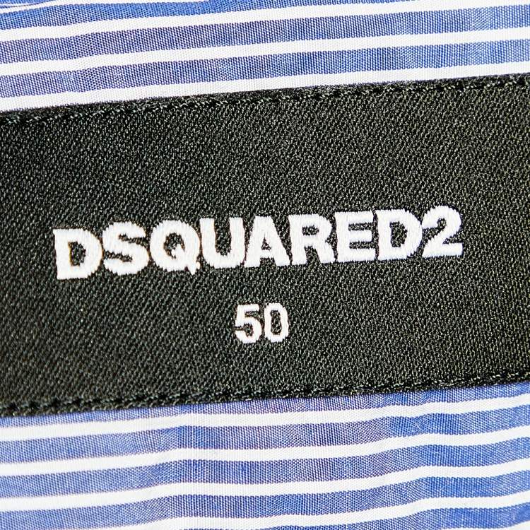 Pre Owned Dsquared2 Blue Striped Cotton Button Front Shirt L