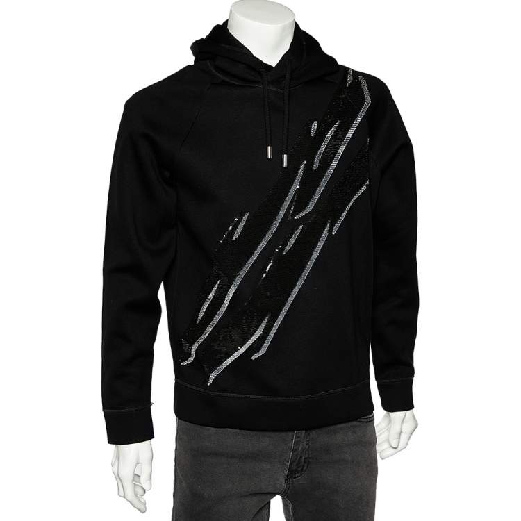 Pre Owned Dsquared2 Black Knit Sequined Detail Hoodie S