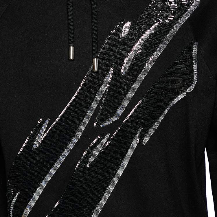 Pre Owned Dsquared2 Black Knit Sequined Detail Hoodie S