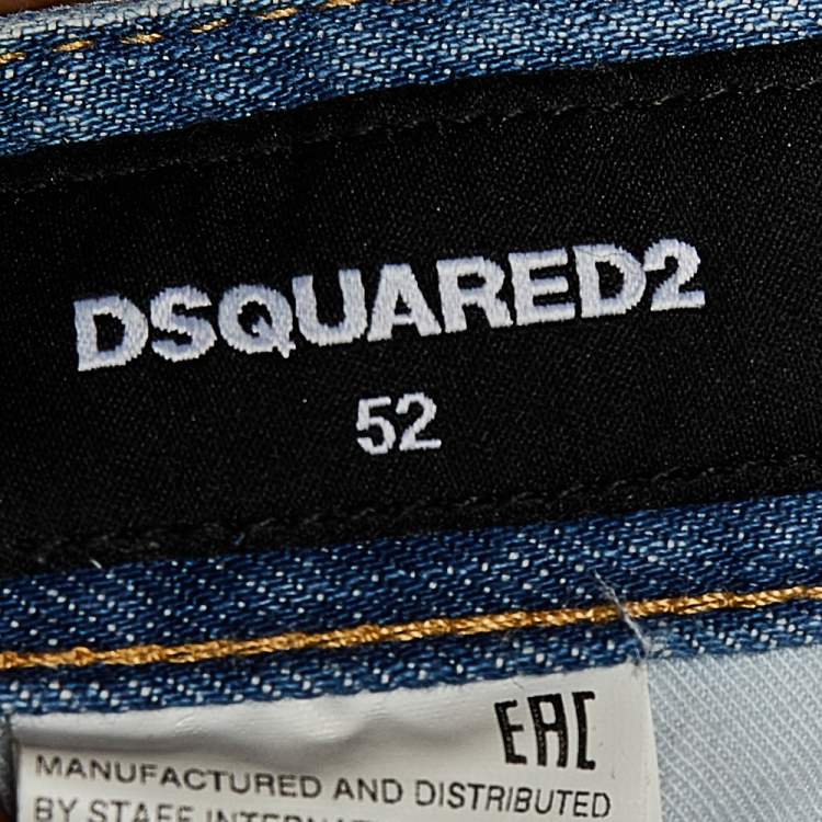 Pre Owned Dsquared2 Blue Denim Painted Dots Distressed Cool Guy Jeans XL