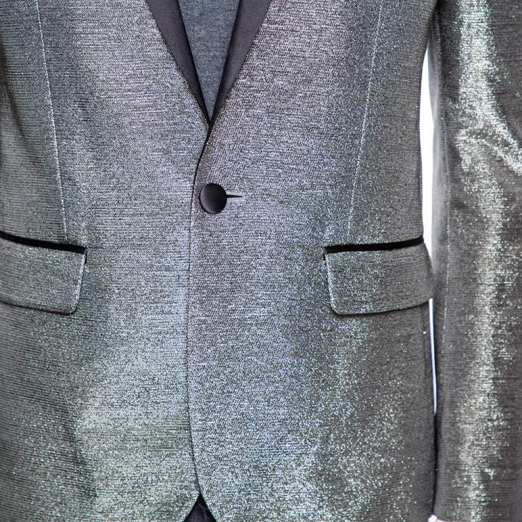 Pre Owned Dsquared2 Metallic Lurex Satin Trim Detailed Single Breasted Blazer L