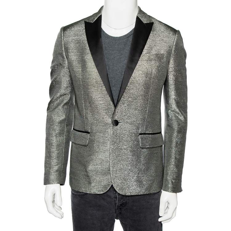 Pre Owned Dsquared2 Metallic Lurex Satin Trim Detailed Single Breasted Blazer L