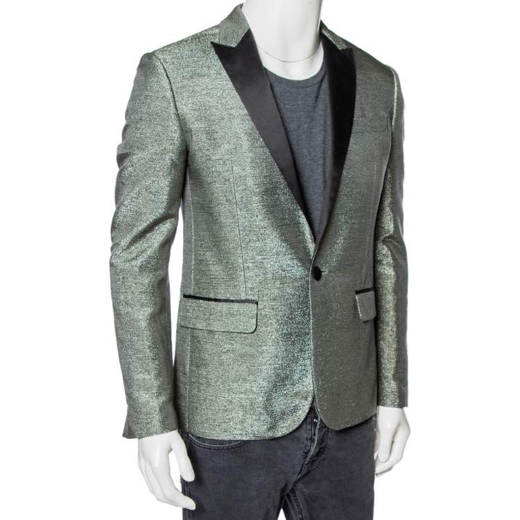 Pre Owned Dsquared2 Metallic Lurex Satin Trim Detailed Single Breasted Blazer L