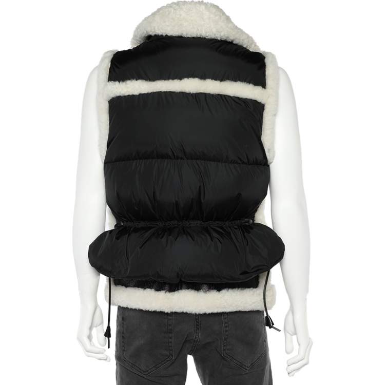 Pre Owned Dsquared2 Black Synthetic Fur Trim Detail Sleeveless Vest XS