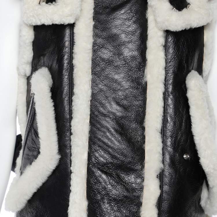 Pre Owned Dsquared2 Black Synthetic Fur Trim Detail Sleeveless Vest XS