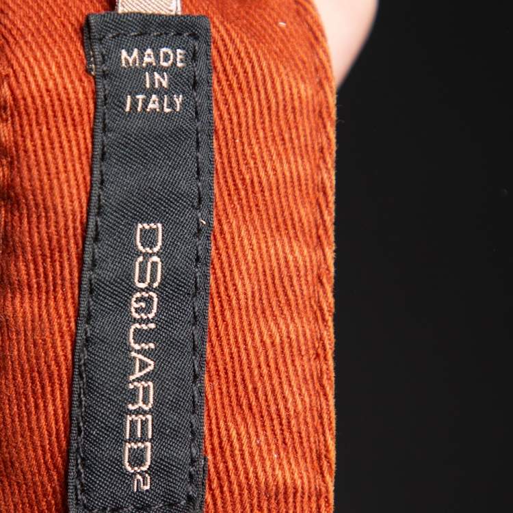 Pre Owned Dsquared2 Rust Orange Denim Chain Detail Slim Fit Jeans S
