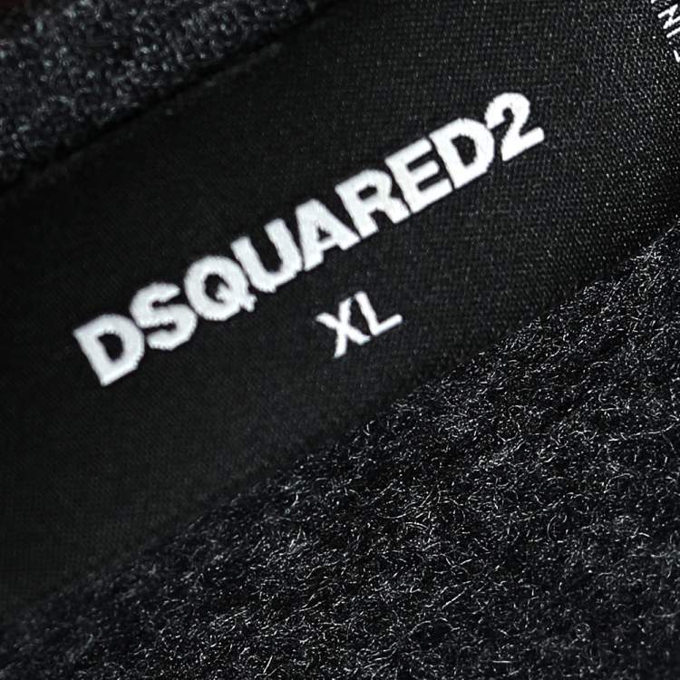 Pre Owned Dsquared2 Grey Wool Logo Embossed Long Sleeve Sweatshirt XL