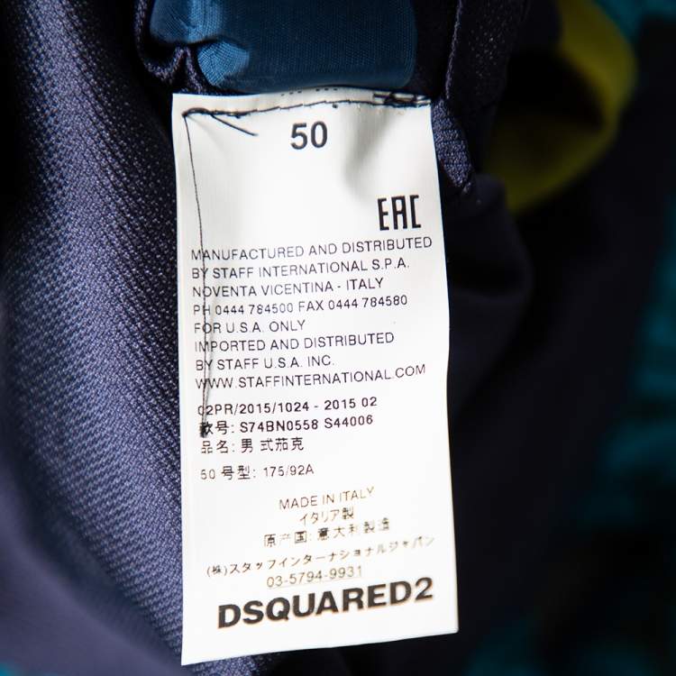 Pre Owned Dsquared2 Blue Jacquard & Silk Trimmed Single Breasted Blazer L 