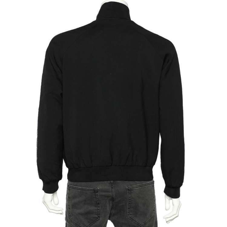 Pre Owned Dsquared2 Black Wool Logo Band Detail Zip Front Jacket L