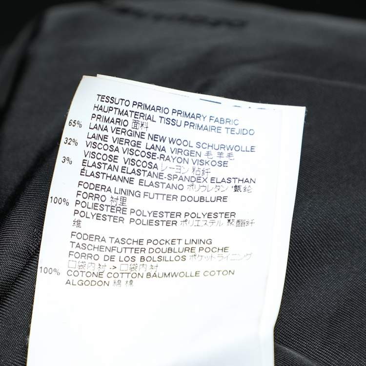 Pre Owned Dsquared2 Black Wool Logo Band Detail Zip Front Jacket L