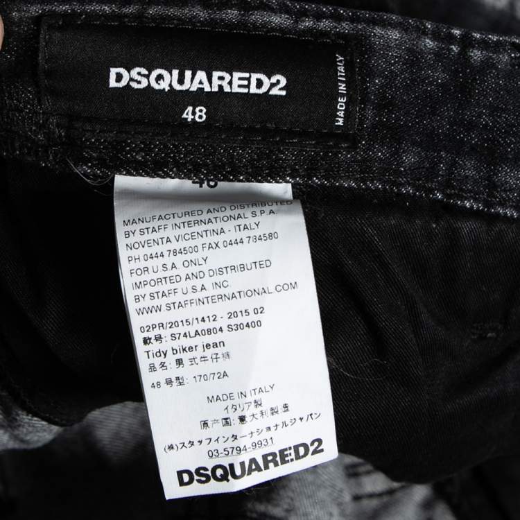 Pre Owned Dsquared2 Black Paint Detail Denim Distressed Tidy Biker Jeans M