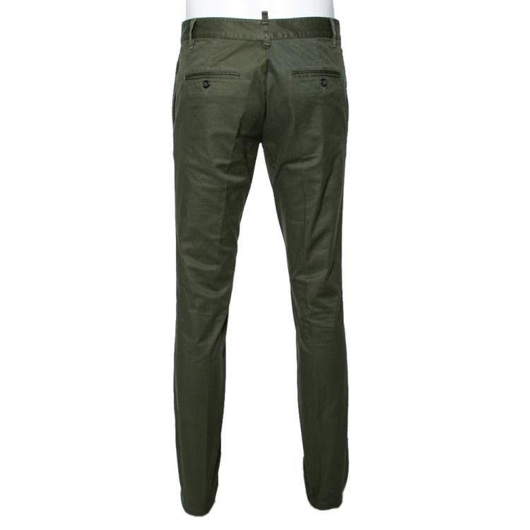 Pre Owned Dsquared2 Green Cotton tapered Leg Pants L