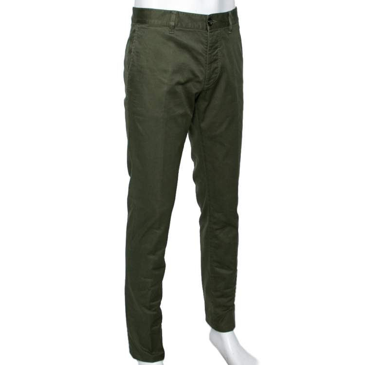 Pre Owned Dsquared2 Green Cotton tapered Leg Pants L